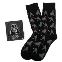 Darth Vader and Luke Skywalker LIGHTSABER Battle Black Socks Gift Set for Adults – Star Wars