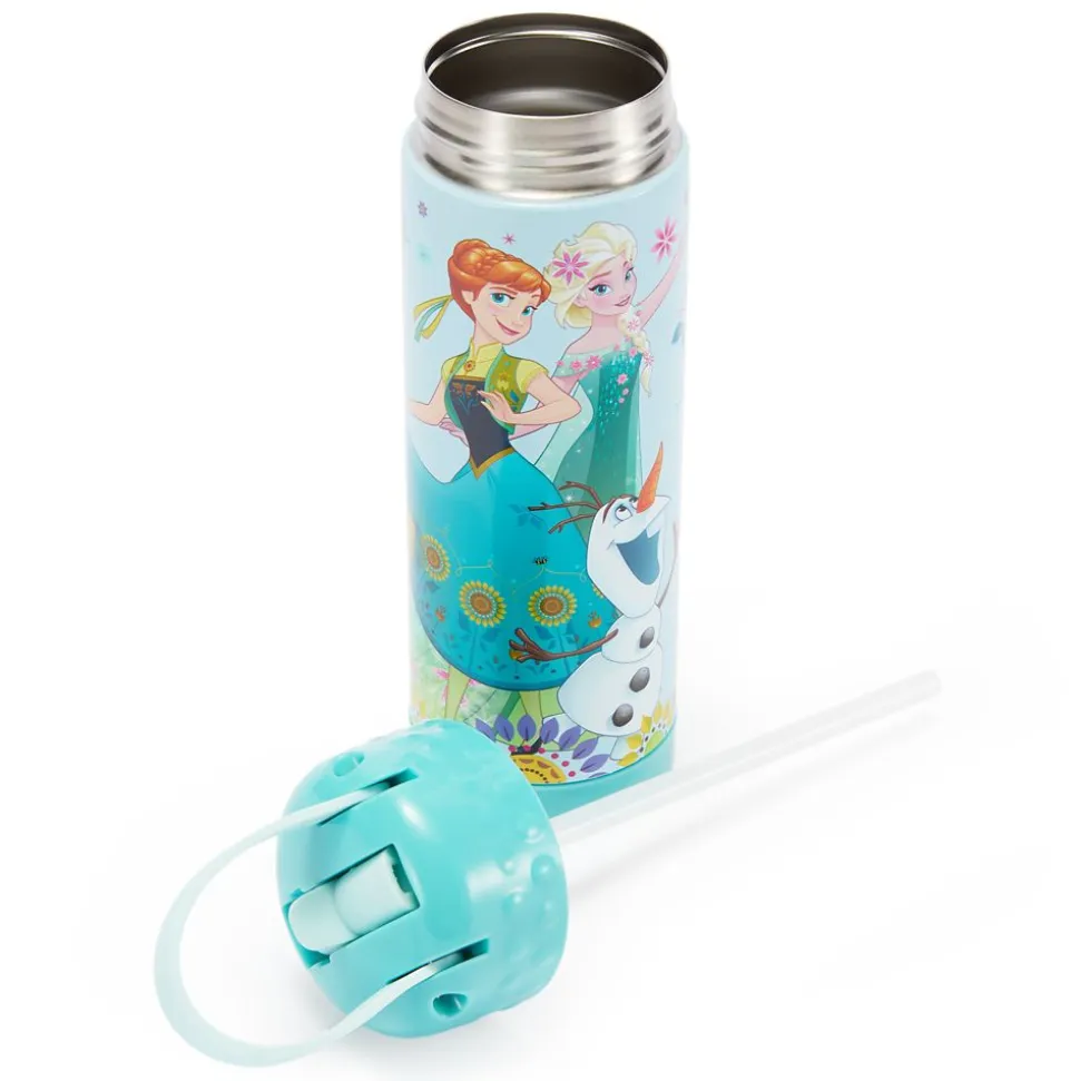 Frozen 16 oz. Stainless Steel Water Bottle with Built-In Straw