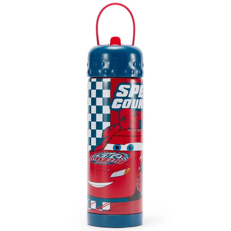 Lightning McQueen 16 oz. Stainless Steel Water Bottle with Built-In Straw – Cars