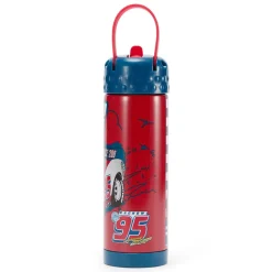 Lightning McQueen 16 oz. Stainless Steel Water Bottle with Built-In Straw – Cars