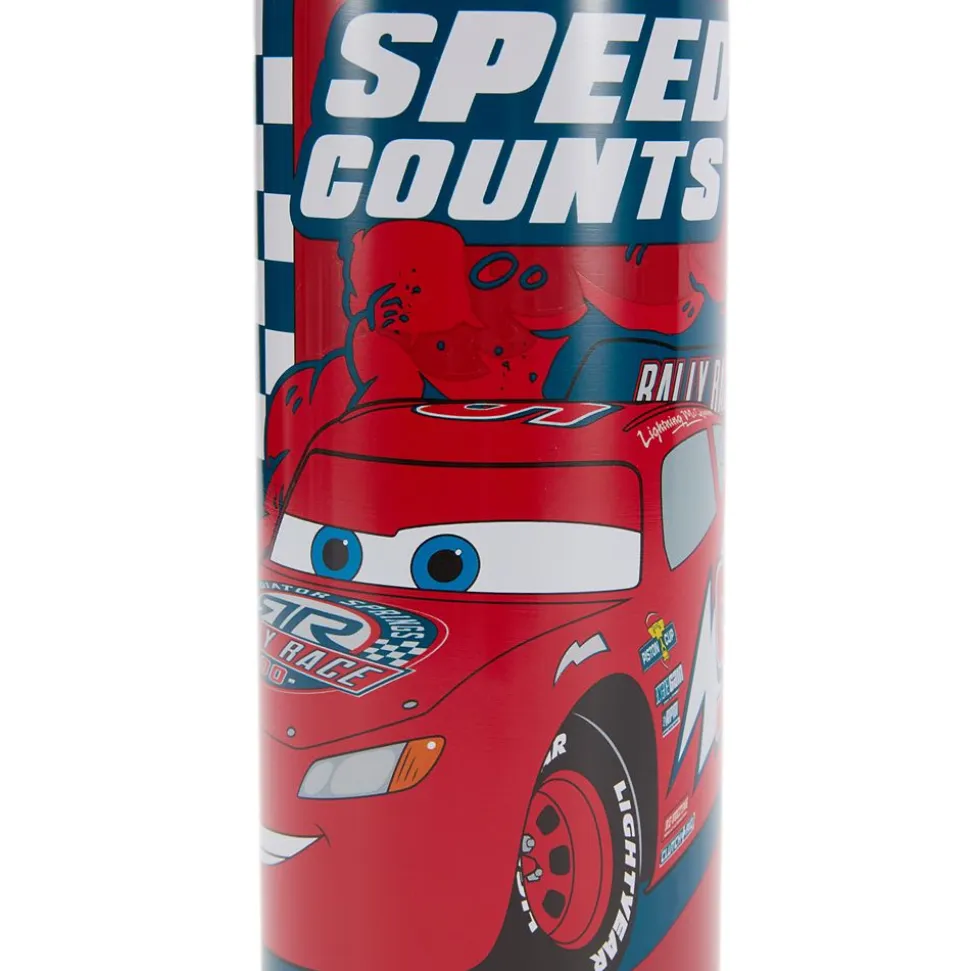 Lightning McQueen 16 oz. Stainless Steel Water Bottle with Built-In Straw – Cars