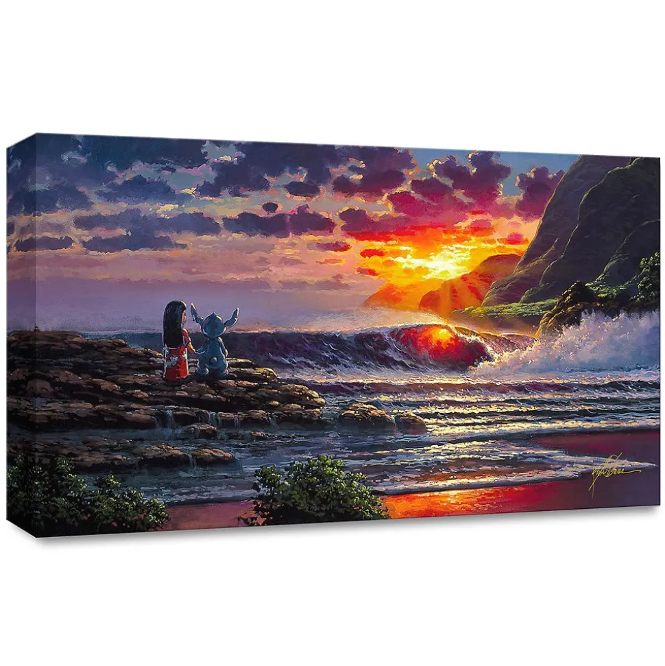 ''Lilo and Stitch Share a Sunset'' Gallery Wrapped Canvas by Rodel Gonzalez – Limited Edition