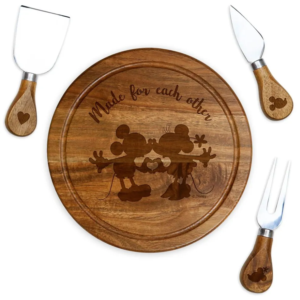 Mickey and Minnie Mouse Cheese Board and Tools Set