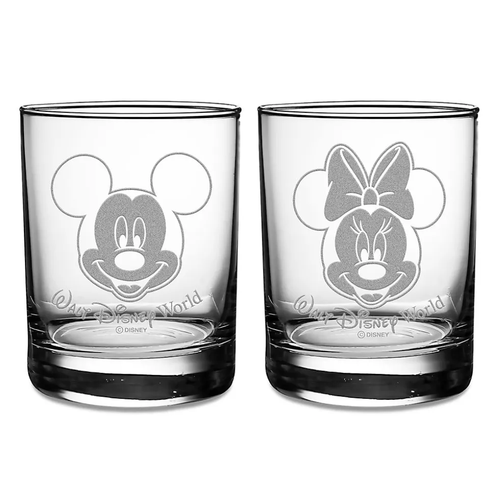 Mickey and Minnie Mouse Glass Set by Arribas – Walt Disney World – Personalized