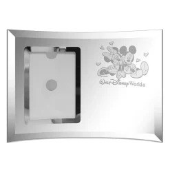 Mickey and Minnie Mouse with Hearts Walt Disney World Glass Frame by Arribas – 4'' x 6'' – Personalized
