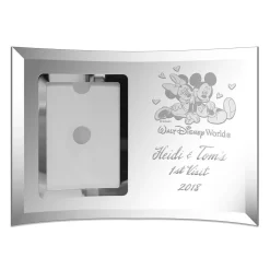 Mickey and Minnie Mouse with Hearts Walt Disney World Glass Frame by Arribas – 4'' x 6'' – Personalized