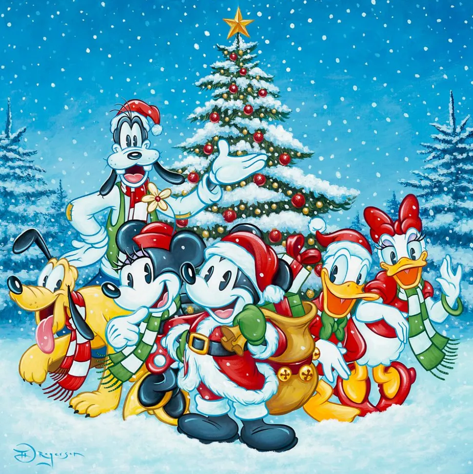 Mickey Mouse and Friends ''Oh Boy, It's Christmas!'' Gallery Wrapped Canvas by Tim Rogerson – Signed Limited Edition