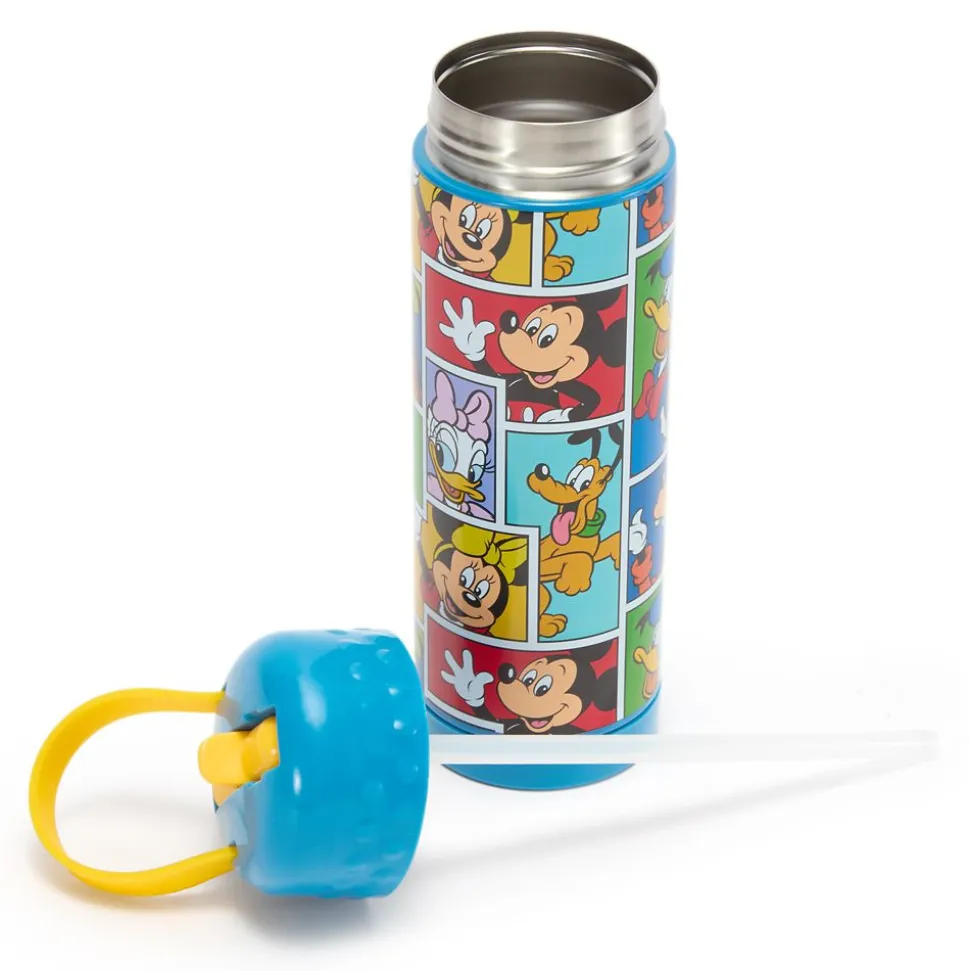 Mickey Mouse and Friends 16 oz. Stainless Steel Water Bottle with Built-In Straw