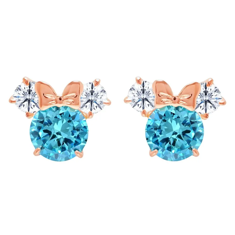 Minnie Mouse Birthstone Earrings for Kids by CRISLU – Rose Gold