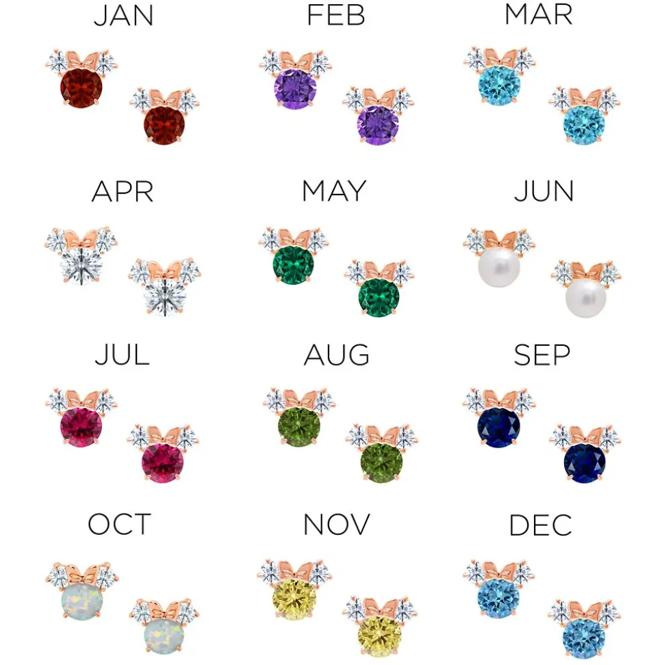 Minnie Mouse Birthstone Earrings for Kids by CRISLU – Rose Gold