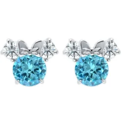 Minnie Mouse Birthstone Earrings for Kids by CRISLU – Platinum