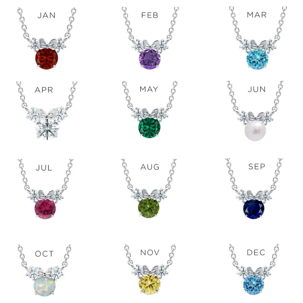 Minnie Mouse Birthstone Necklace for Kids by CRISLU – Platinum