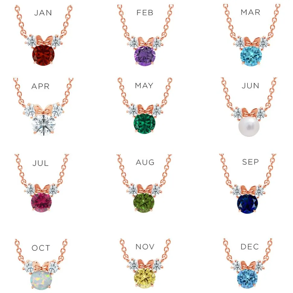 Minnie Mouse Birthstone Necklace for Kids by CRISLU – Rose Gold