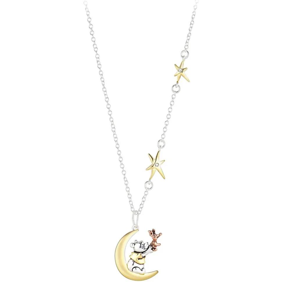 Winnie the Pooh and Piglet Moon Pendant Necklace